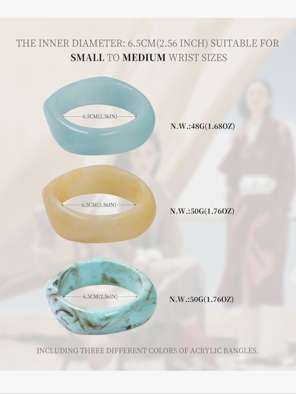 Stackable Resin Bangle Bracelet Set - Picture 6 of 6